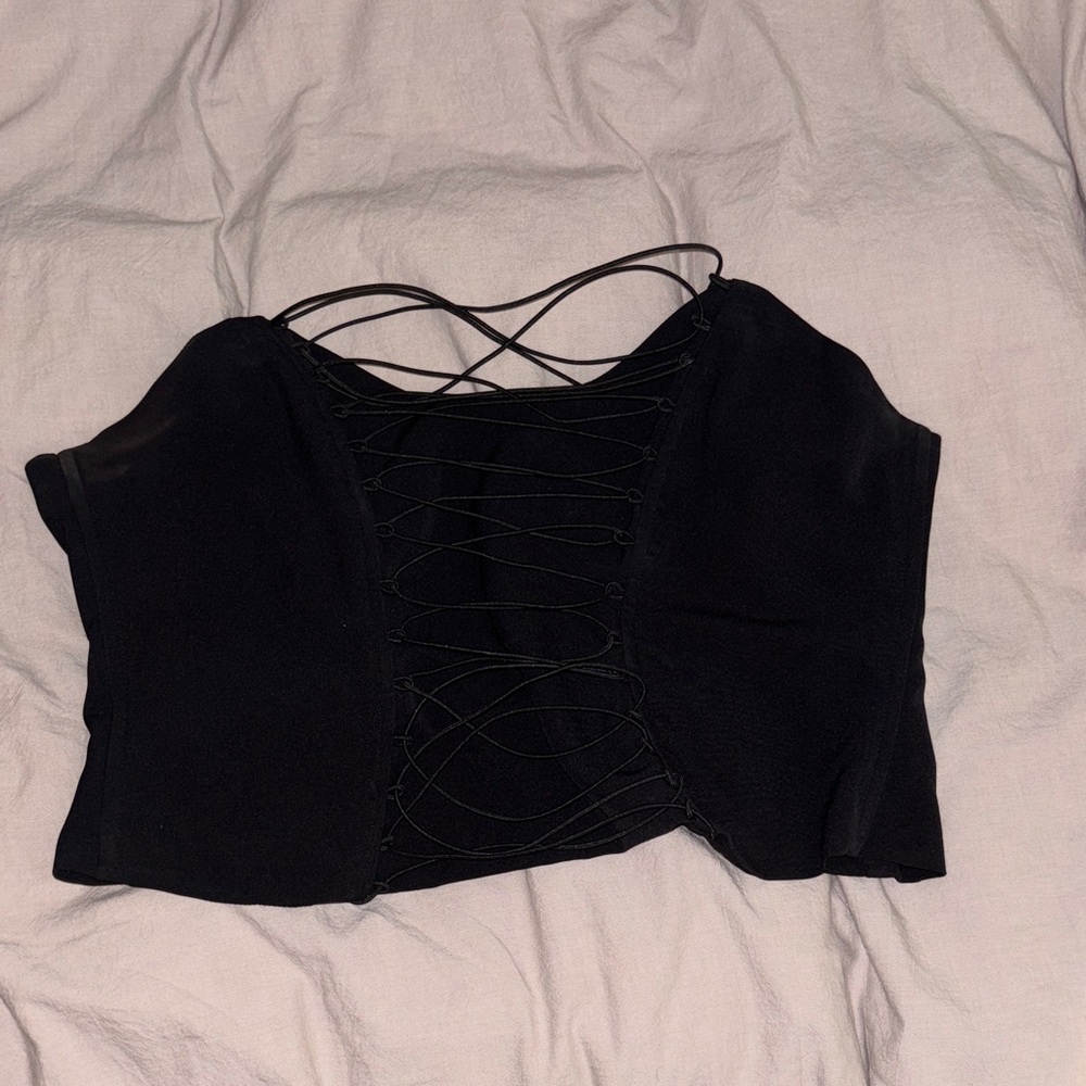 White Fox Boutique Black Lace-Up Corset Top